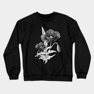 Vintage Black Poppy Flower Cute Gardener Botanical Gardening Crewneck Sweatshirt